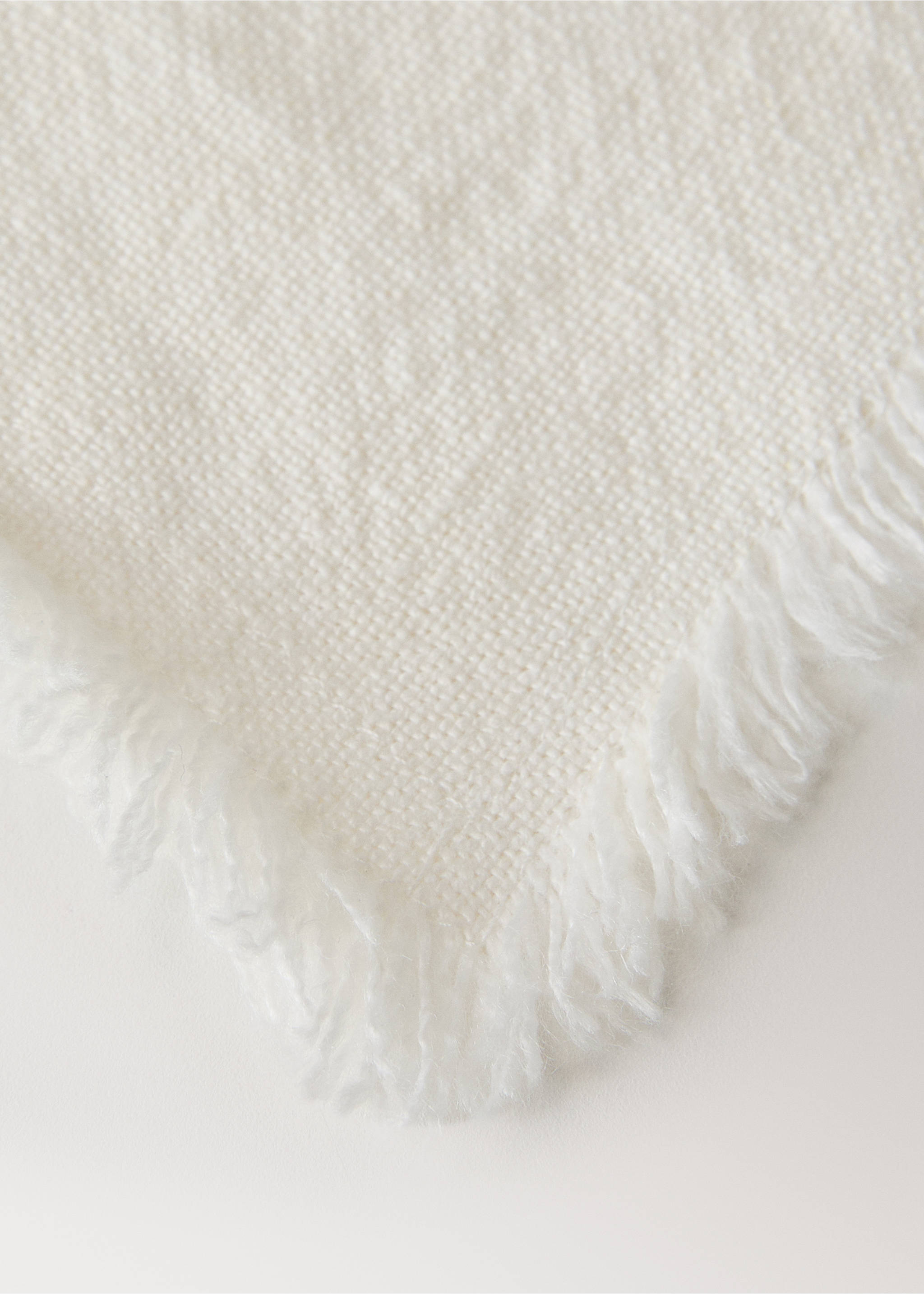 Einzelner Leinen-Tischset mit Fransen - Detail des Artikels 1, Weiß. Ref: 17034138-00.