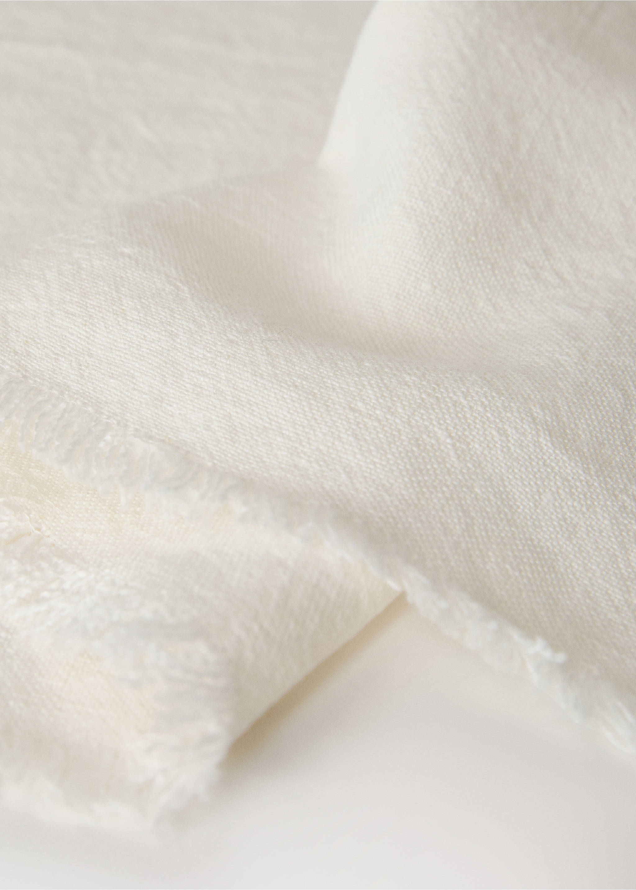 Einzelner Leinen-Tischset mit Fransen - Detail des Artikels 2, Weiß. Ref: 17034138-00.