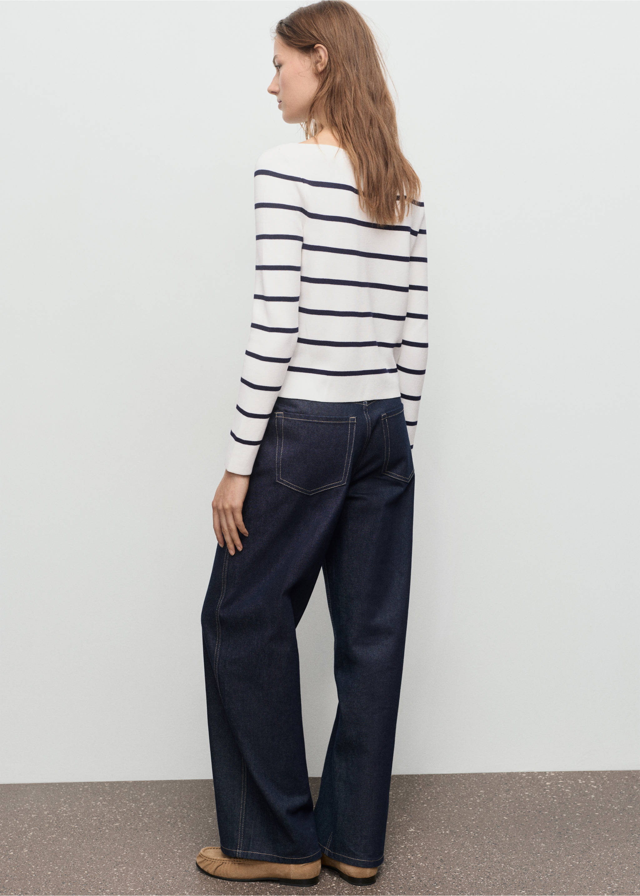 Feinstrickpullover mit Bateau-Ausschnitt - Rückseite des Artikels, Ecru. Ref: 17034139-00.