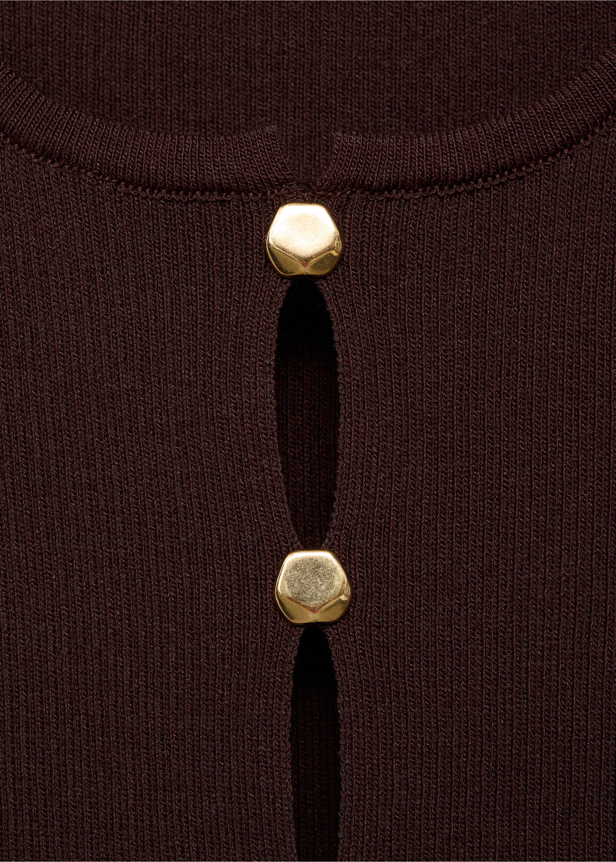 Gilet maille fentes - Détail de l'article 8, Marron. Ref: 17034140-00.