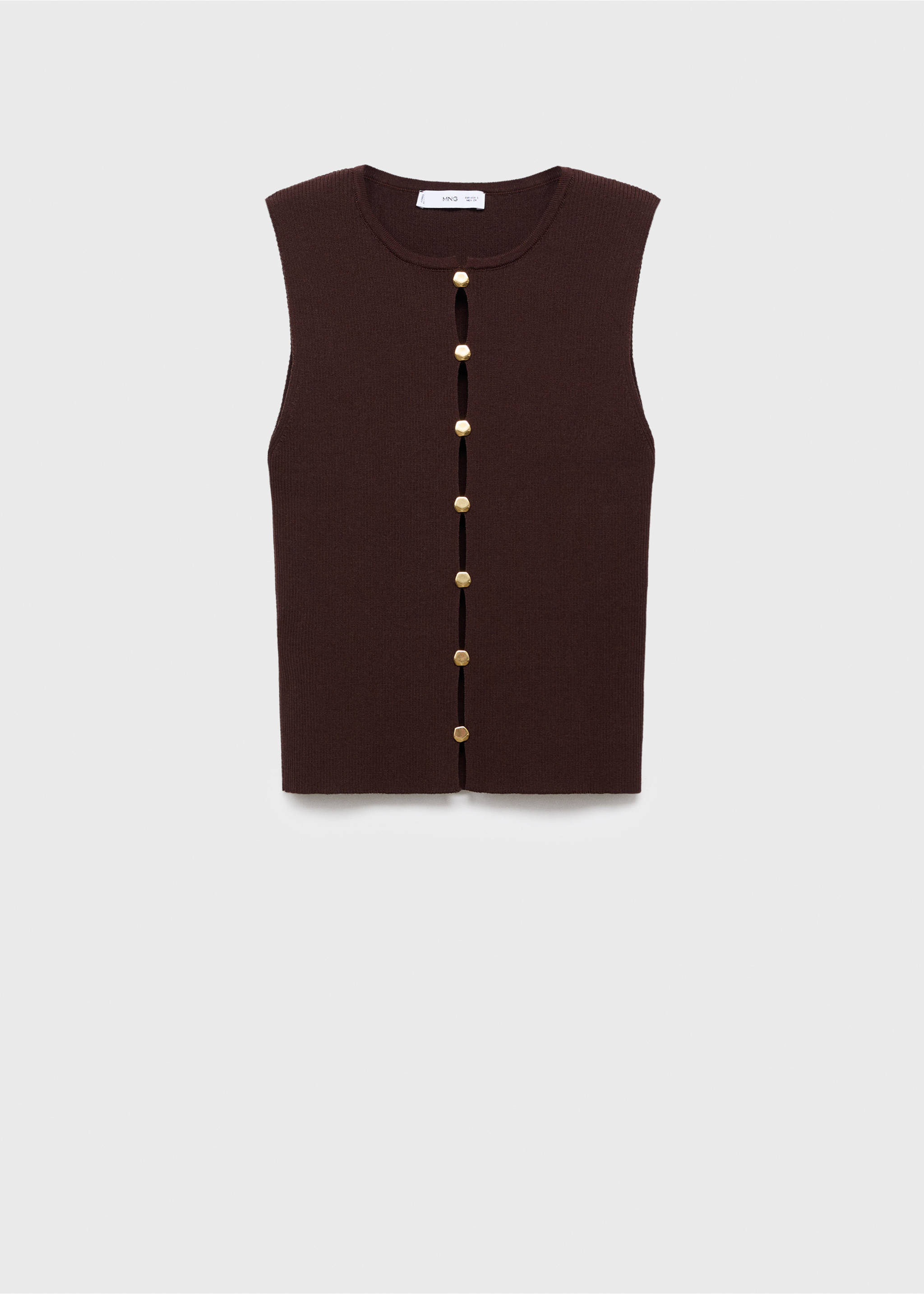 Knitted waistcoat with slits - Article without model, Brown. Ref: 17034140-00.