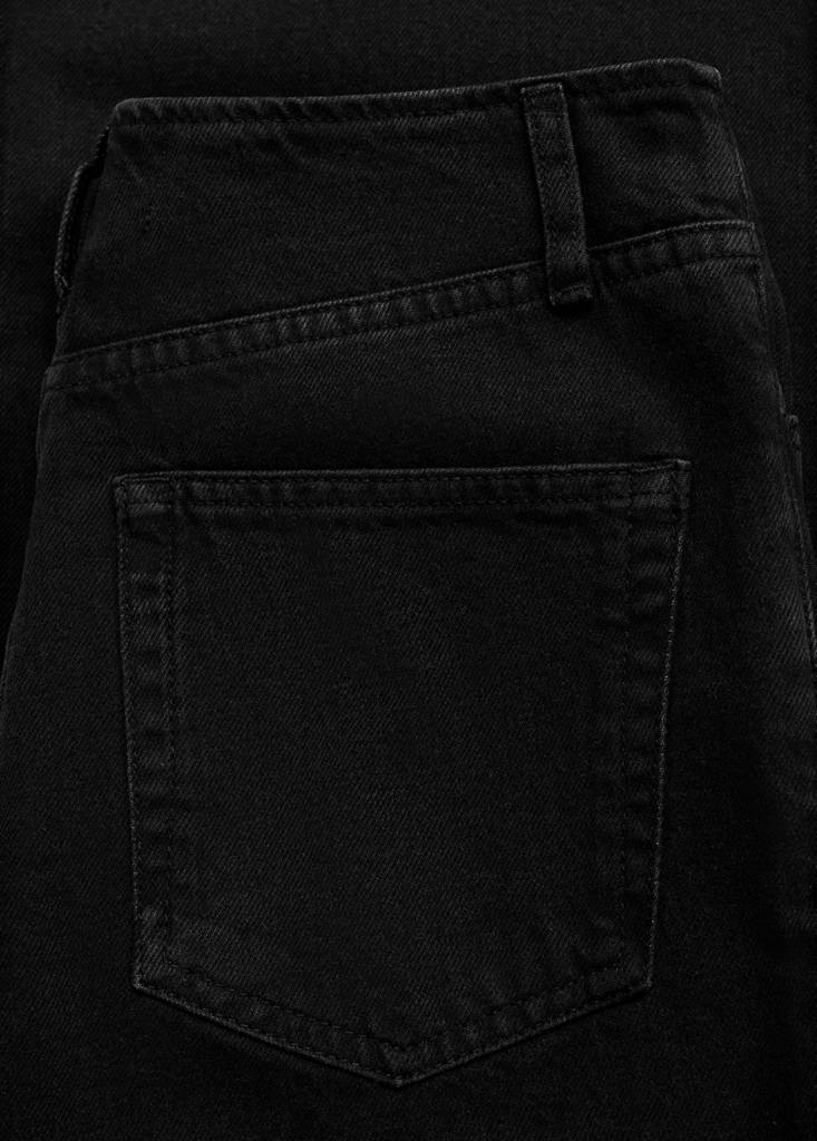 Wide leg mid-rise jeans — Black denim