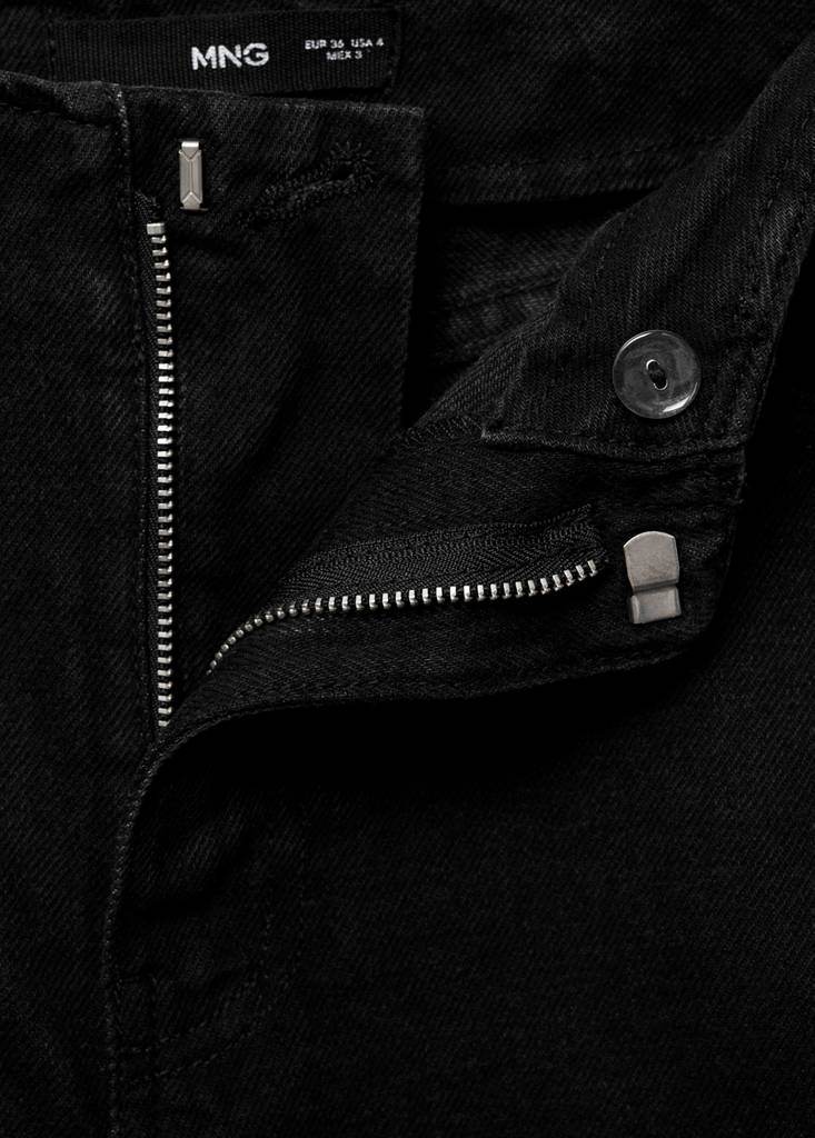 Wide leg mid-rise jeans — Black denim