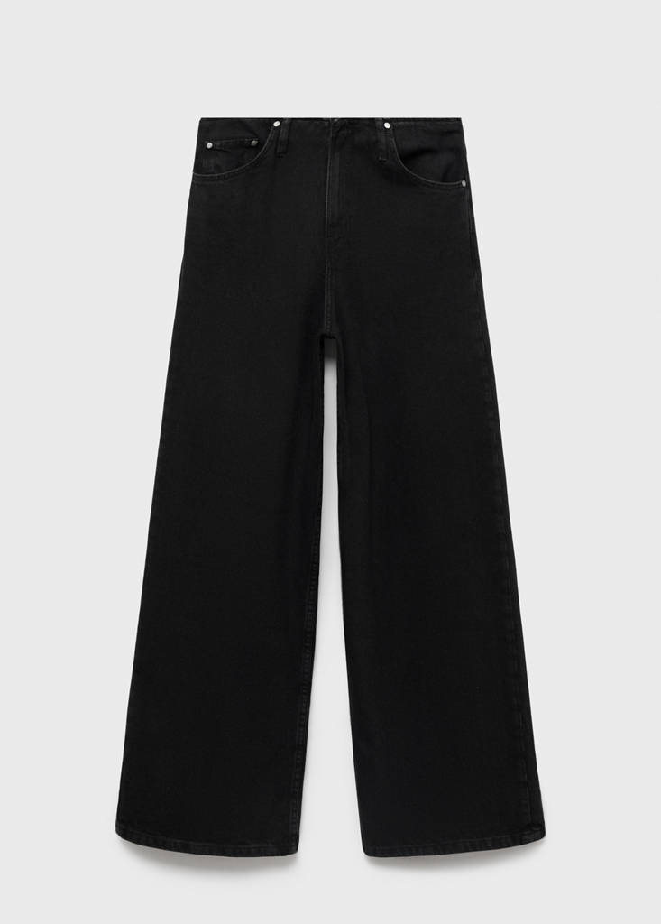 Wide leg mid-rise jeans — Black denim