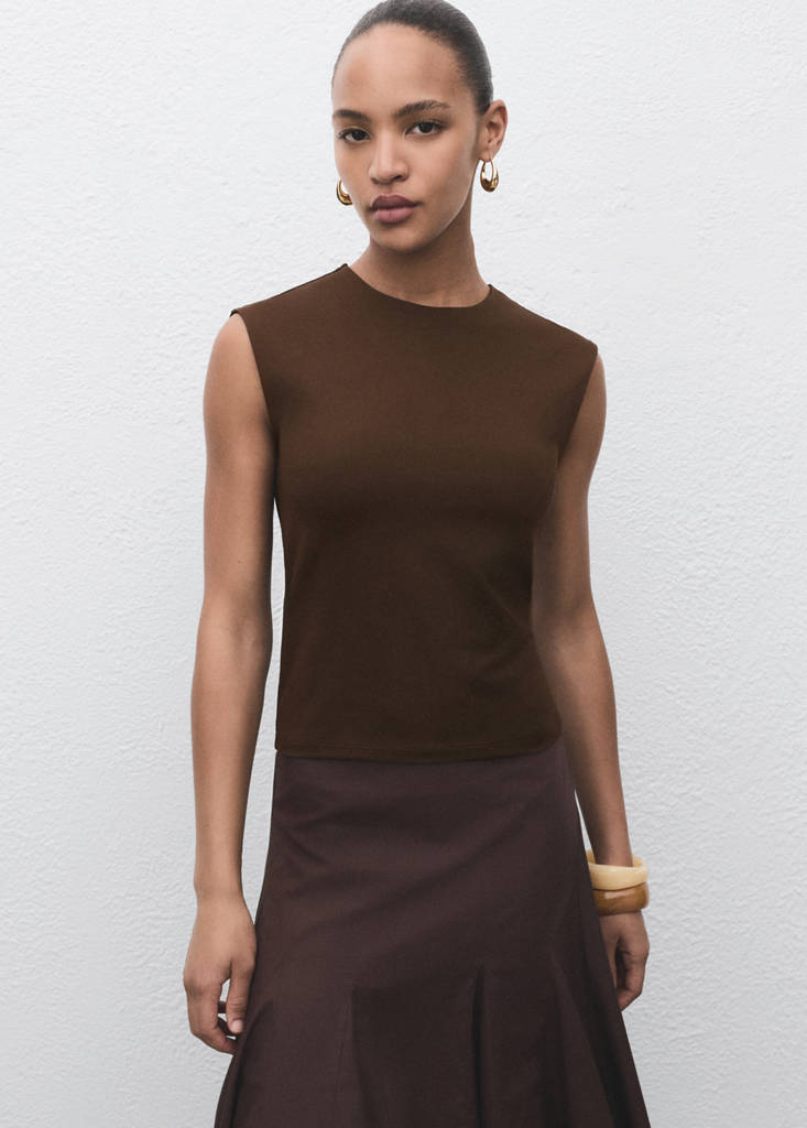 Fitted tank top — Brown