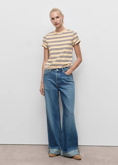Striped cotton T-shirt — Pastel Yellow 2