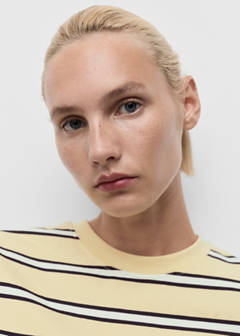 Striped cotton T-shirt — Pastel Yellow 4