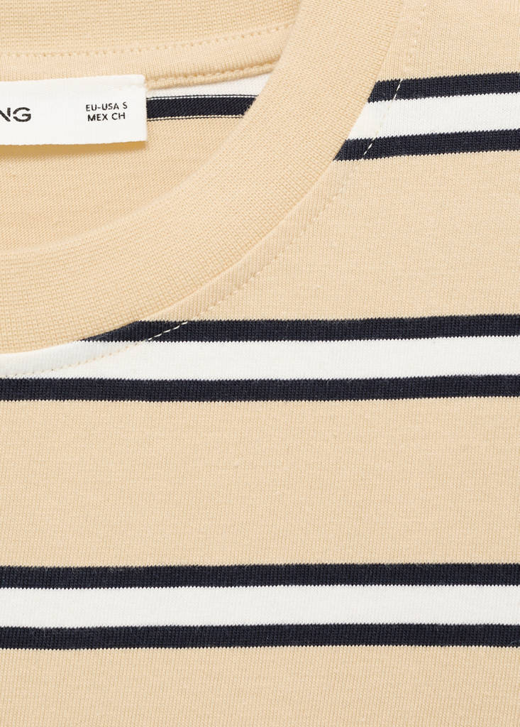 Striped cotton T-shirt — Pastel Yellow