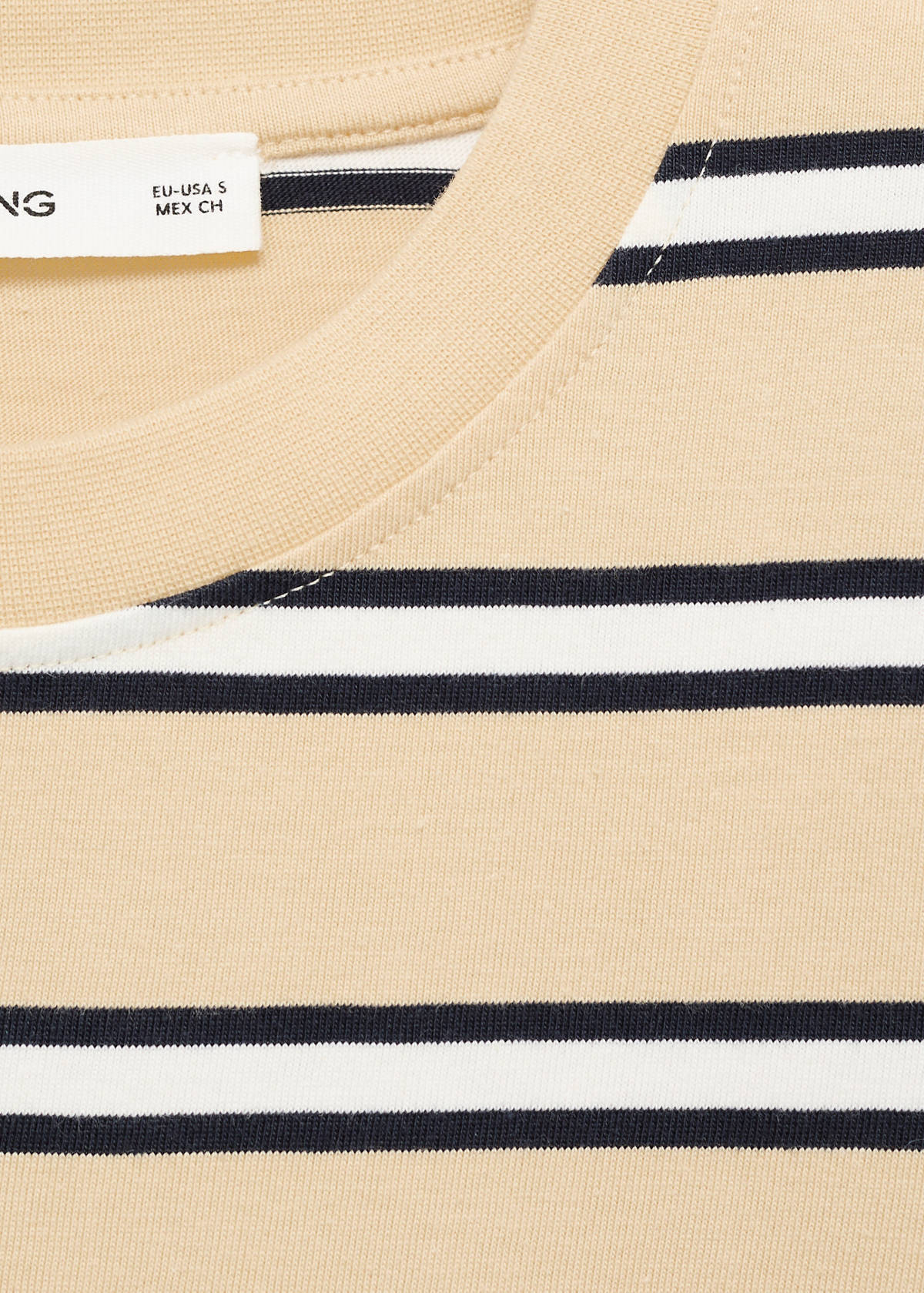 Striped cotton T-shirt — Pastel Yellow