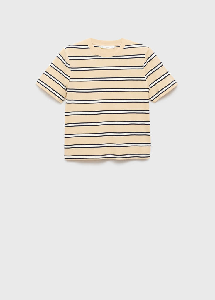 Striped cotton T-shirt — Pastel Yellow
