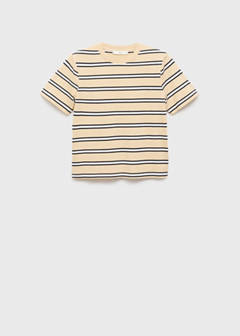 Striped cotton T-shirt — Pastel Yellow 6
