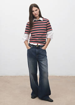 Striped cotton T-shirt — Navy 2