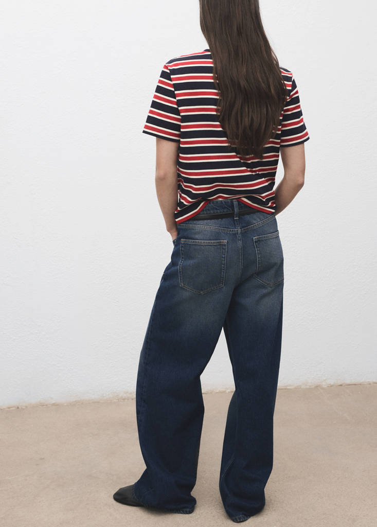 Striped cotton T-shirt — Navy