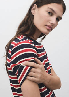 Striped cotton T-shirt — Navy 4