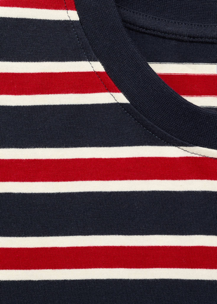 Striped cotton T-shirt — Navy