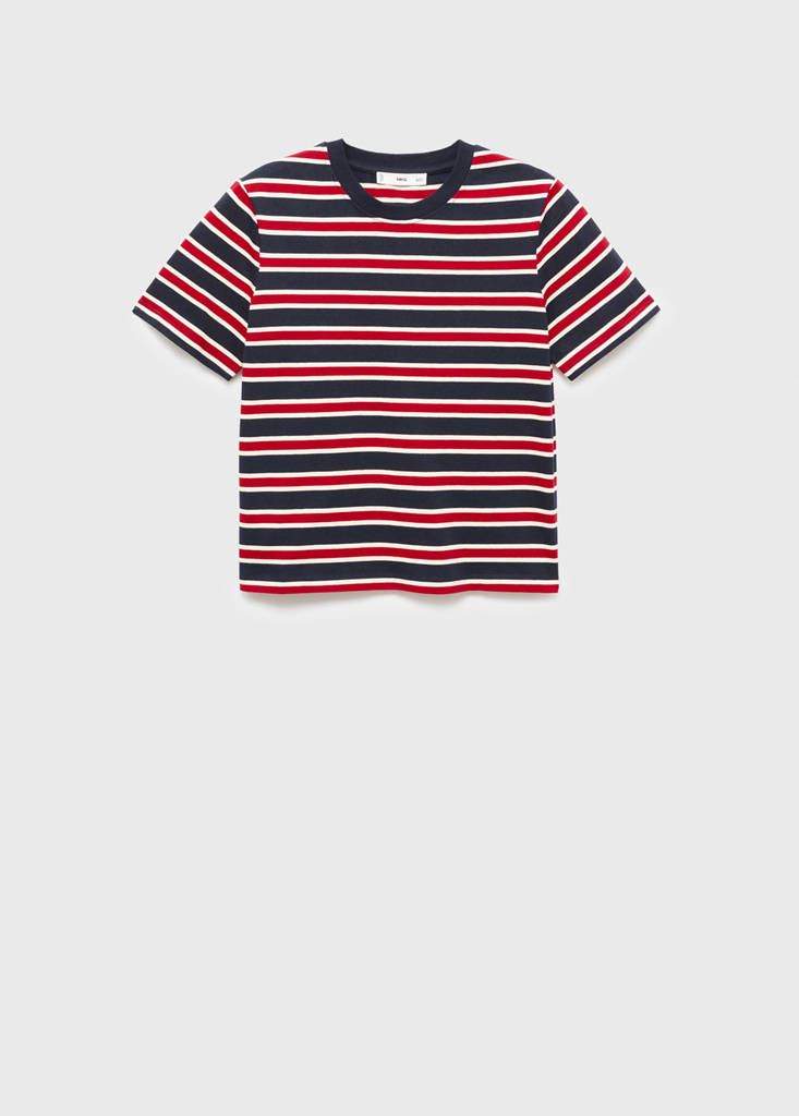 Striped cotton T-shirt — Navy