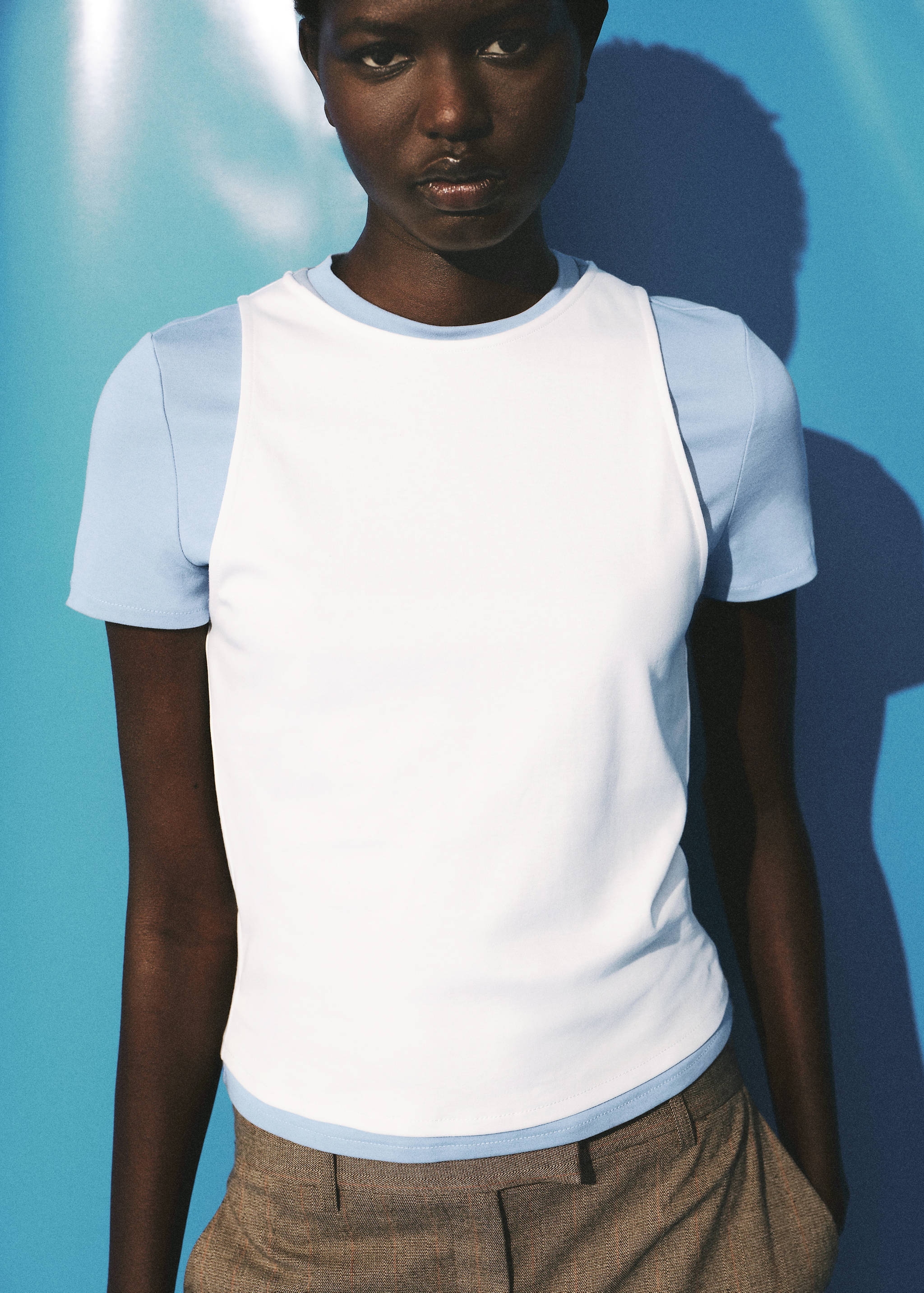 T-shirt dupla de algodão - Plano médio