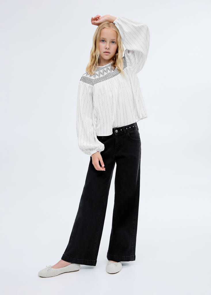 Low-waist studded jeans — Black denim