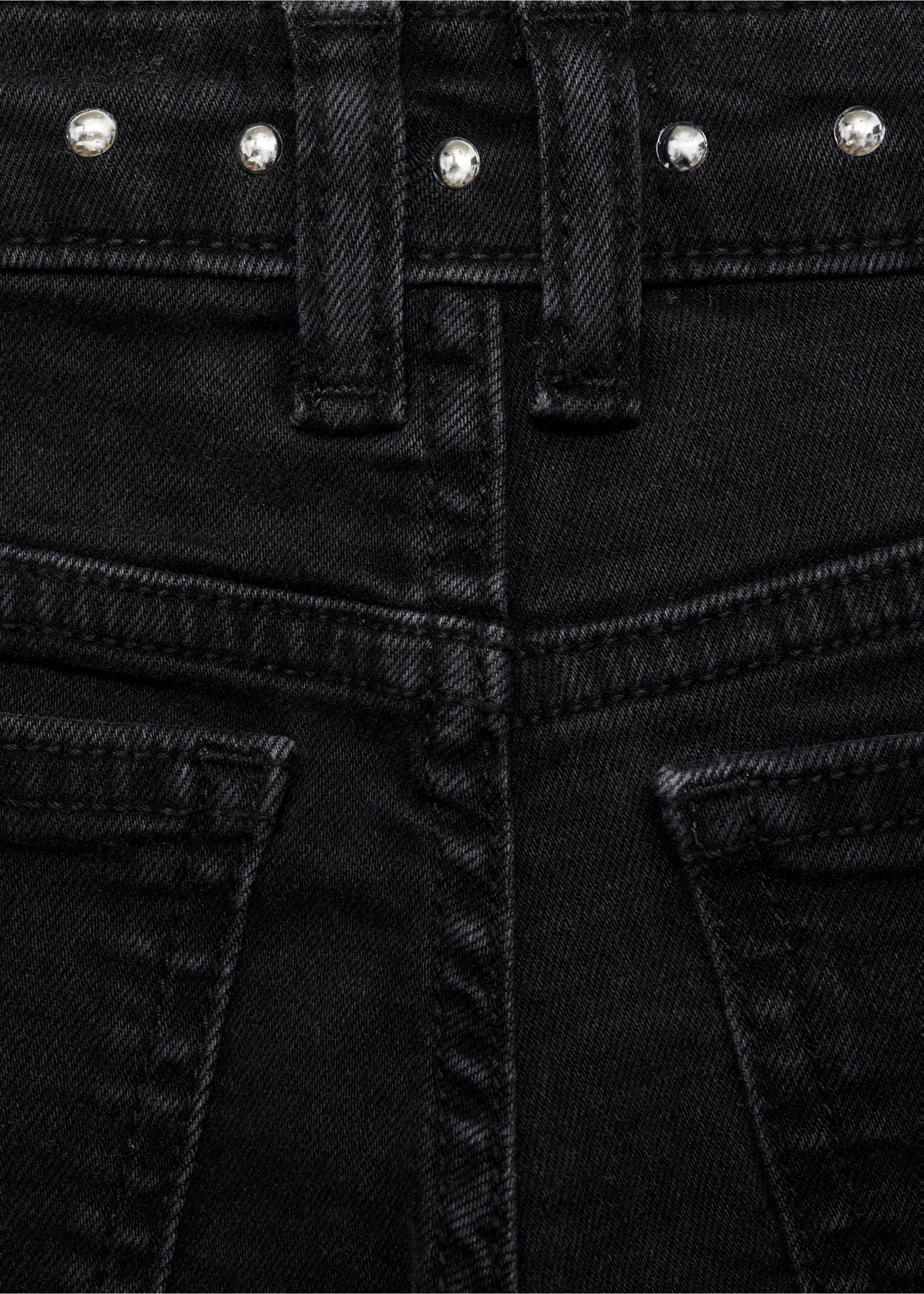 Low-waist studded jeans - Details of the article 0, Black denim. Ref: 17034410-00.