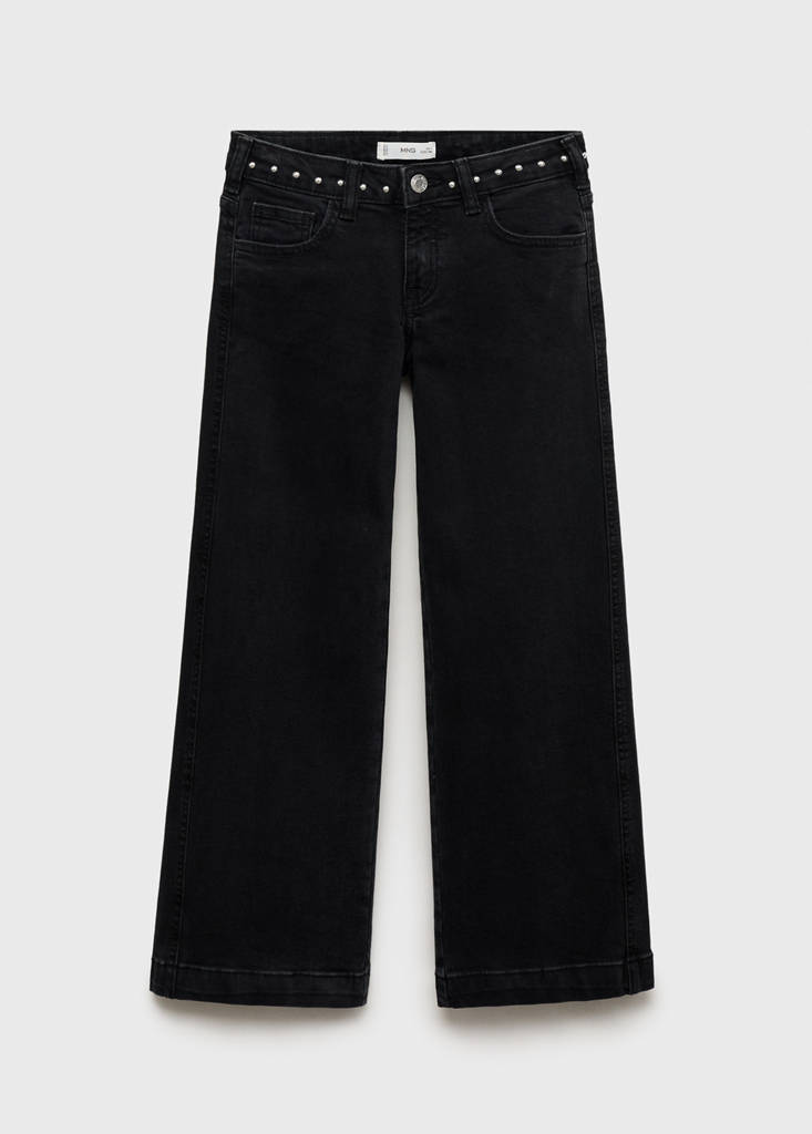 Low-waist studded jeans — Black denim