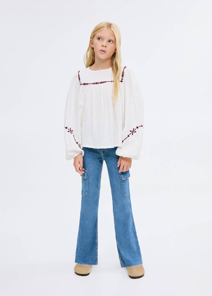 Flared cargo jeans — Medium Blue
