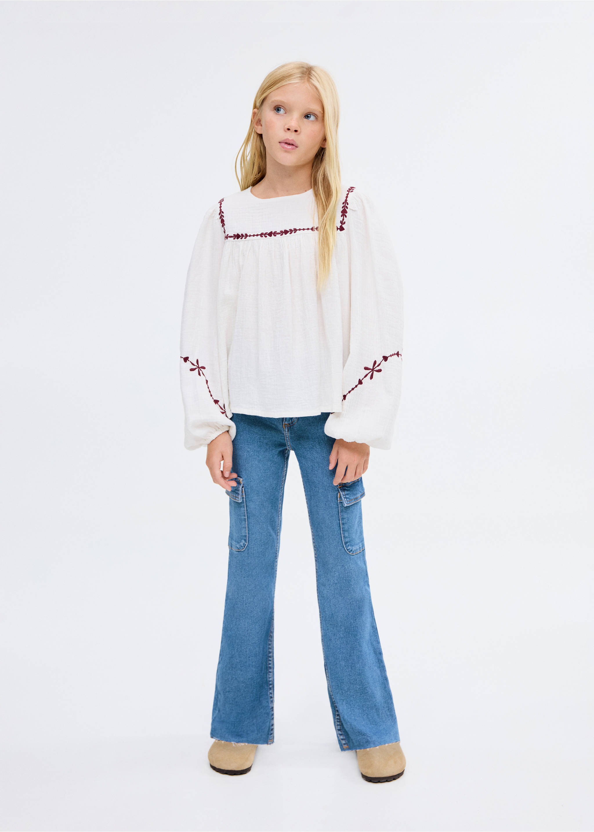 Flared cargo jeans - General plane, Medium Blue. Ref: 17034411-00.