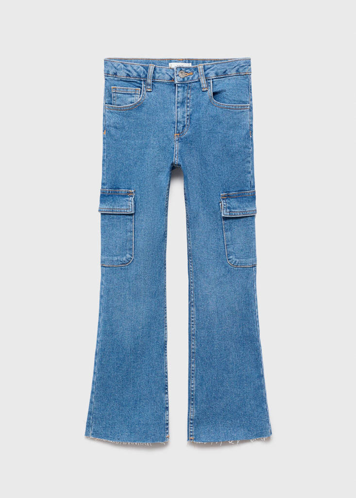 Flared cargo jeans — Medium Blue