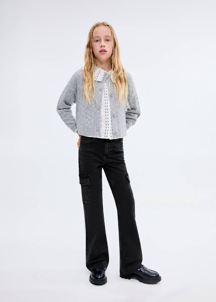 Flared cargo jeans — Black denim