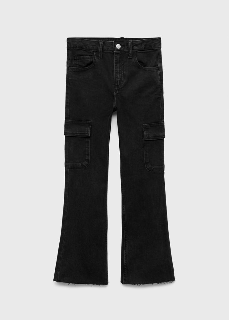 Flared cargo jeans — Black denim