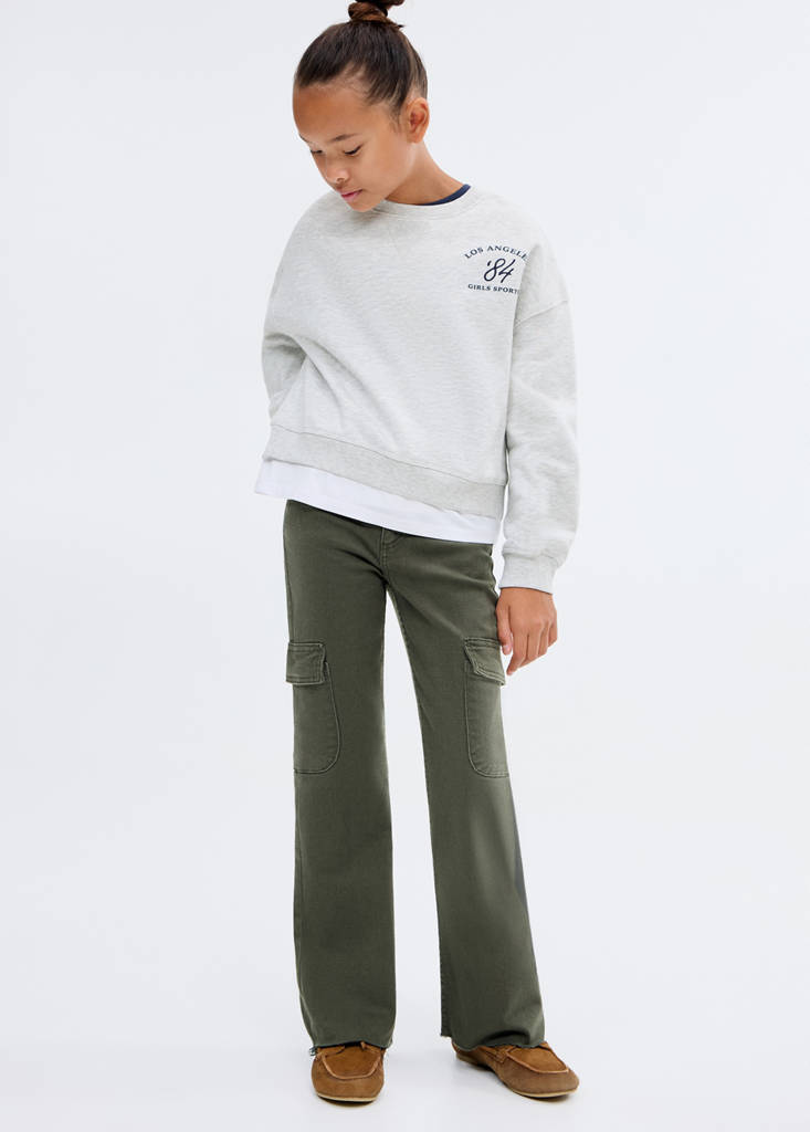Flared cargo jeans — Forest Green