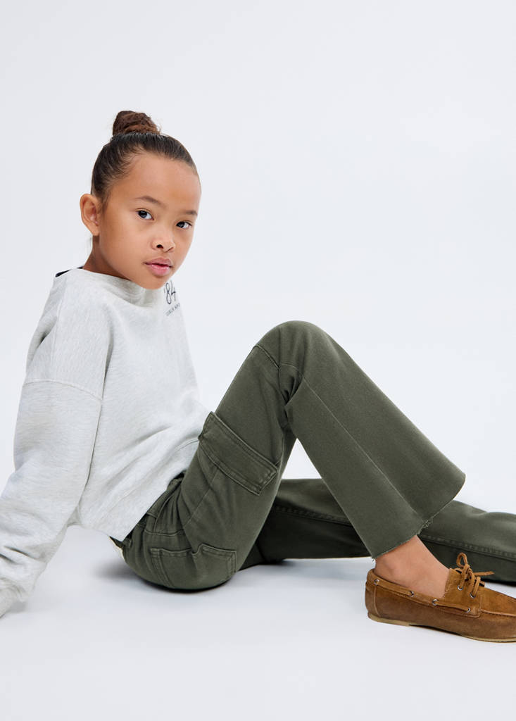 Flared cargo jeans — Forest Green