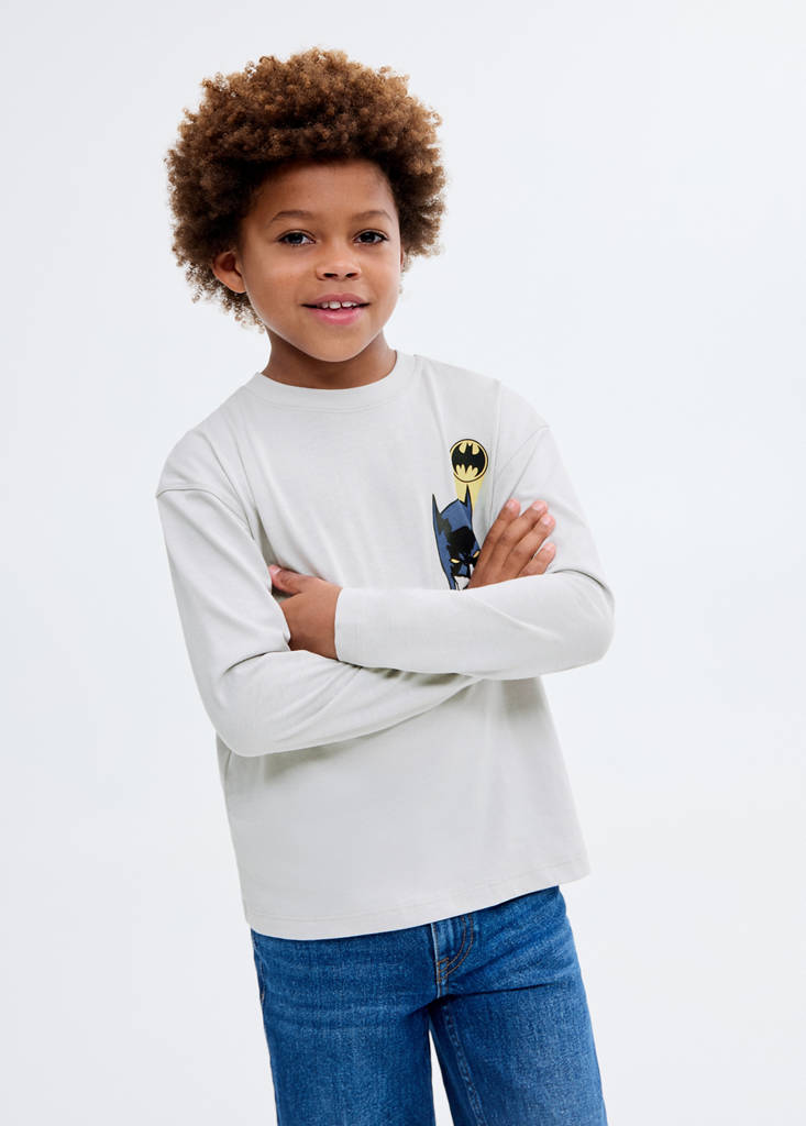 MANGO KIDS - T-shirt manches longues Batman gris glacé - 5-6 ans - Garçon