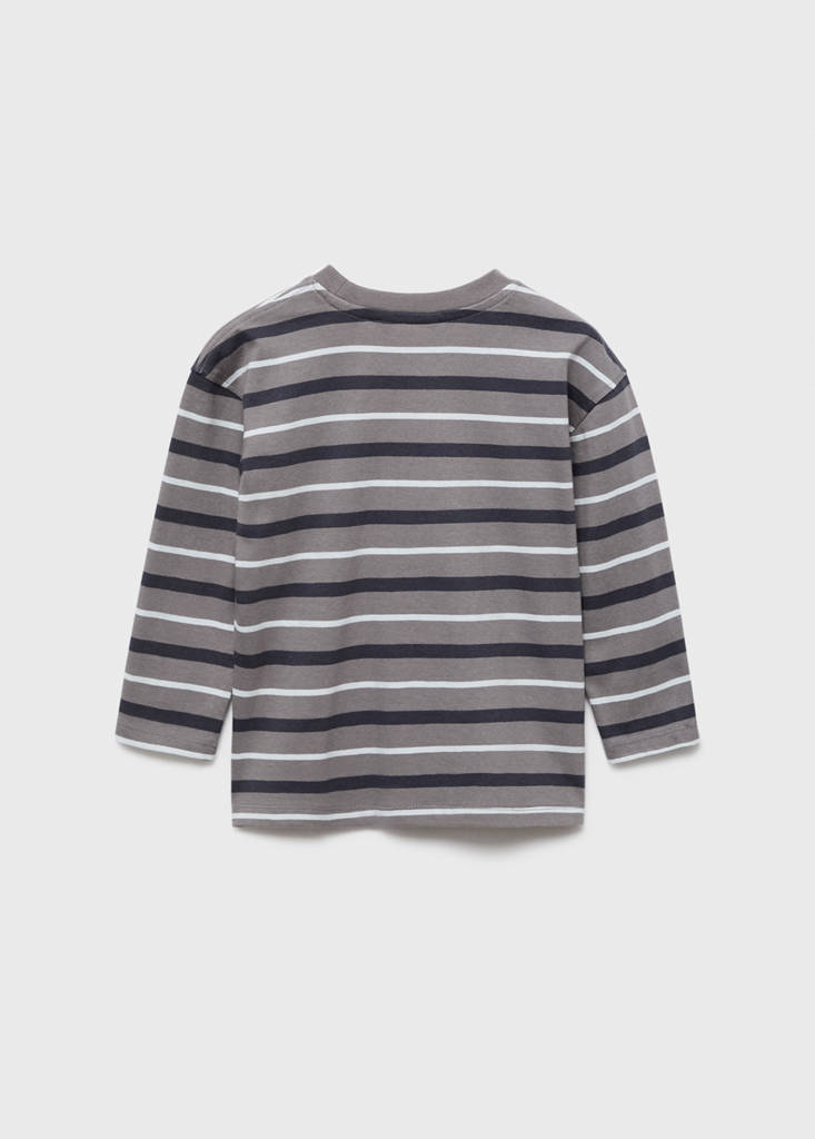 Striped cotton t-shirt — Grey