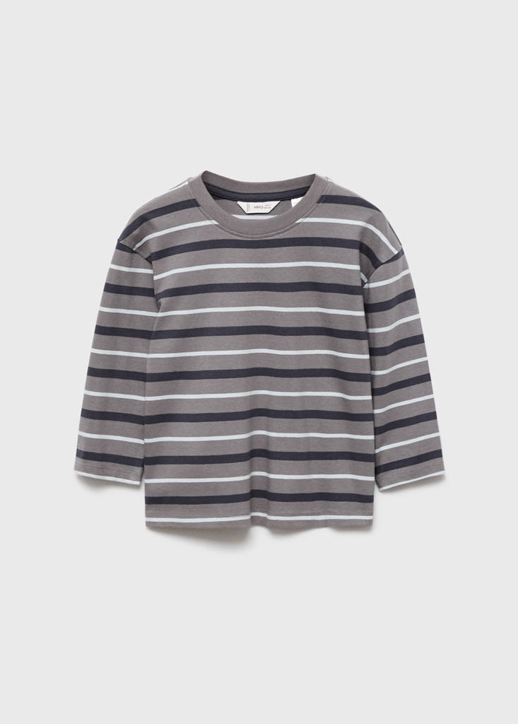 Striped cotton t-shirt — Grey