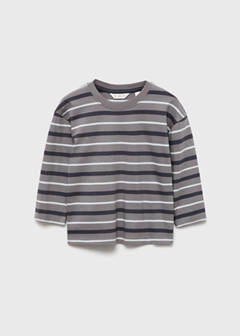 Striped cotton t-shirt — Grey 3