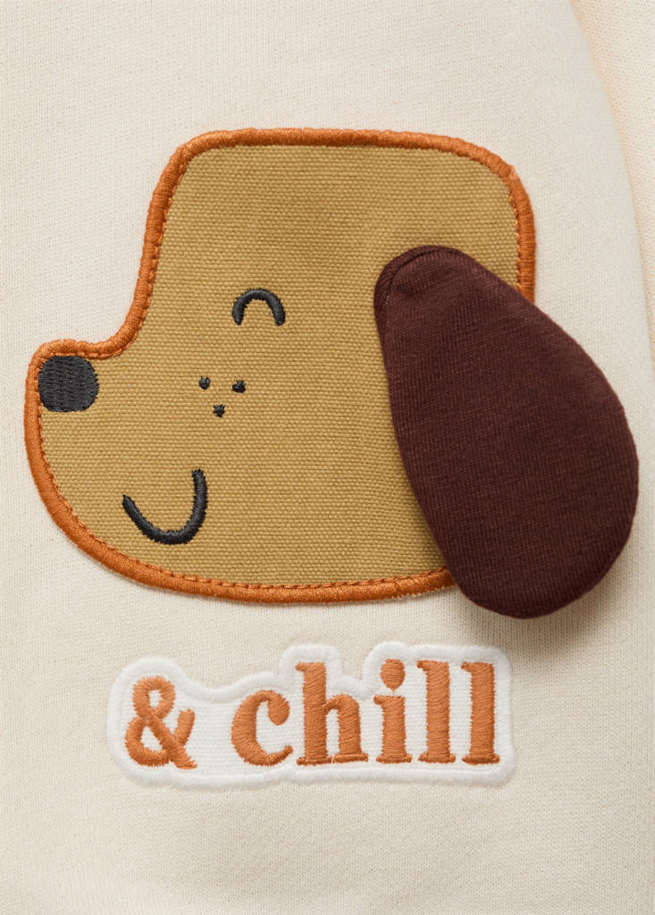 Sweatshirt with embroidered animals — Ecru