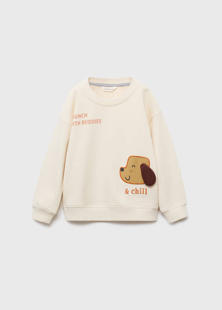 Sweatshirt with embroidered animals — Ecru