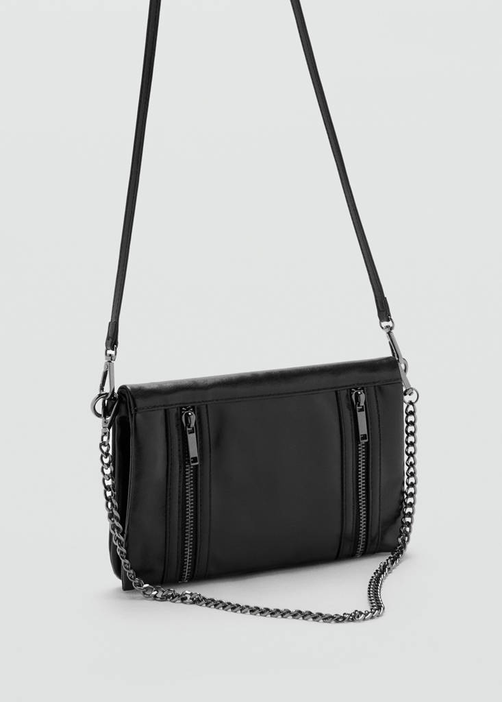 Faux-leather shoulder bag — Black