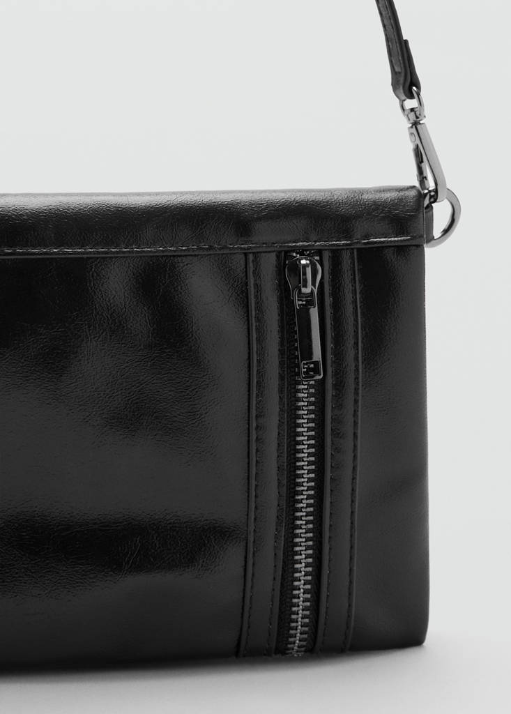 Faux-leather shoulder bag — Black