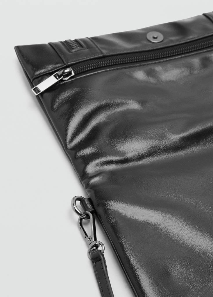 Faux-leather shoulder bag — Black