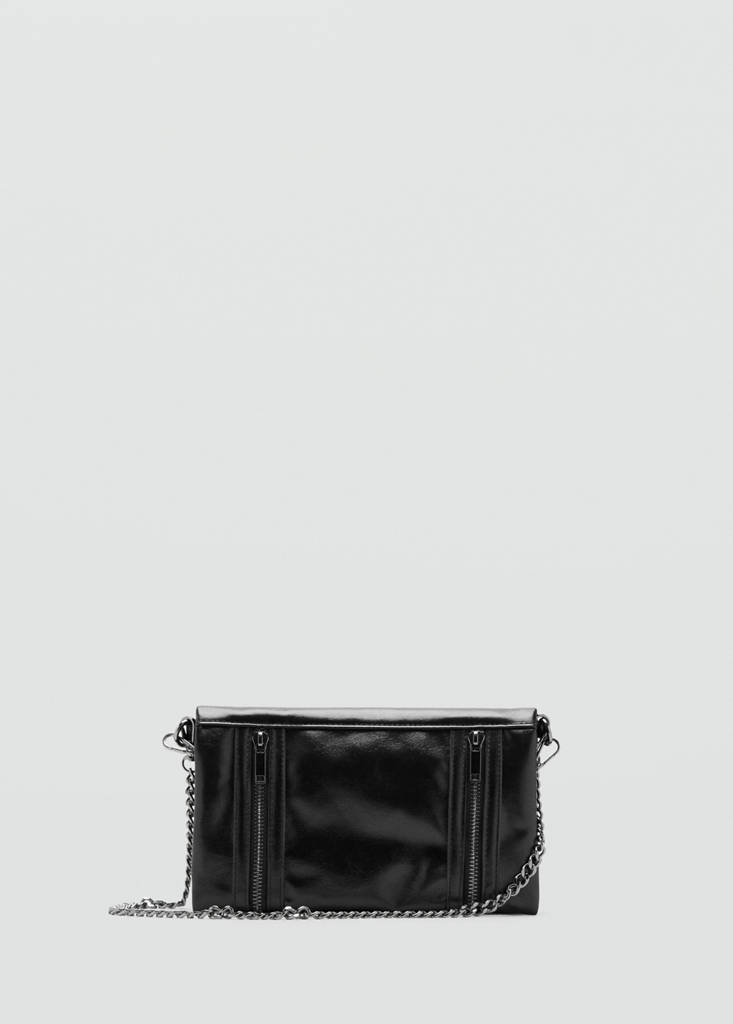 Faux-leather shoulder bag — Black