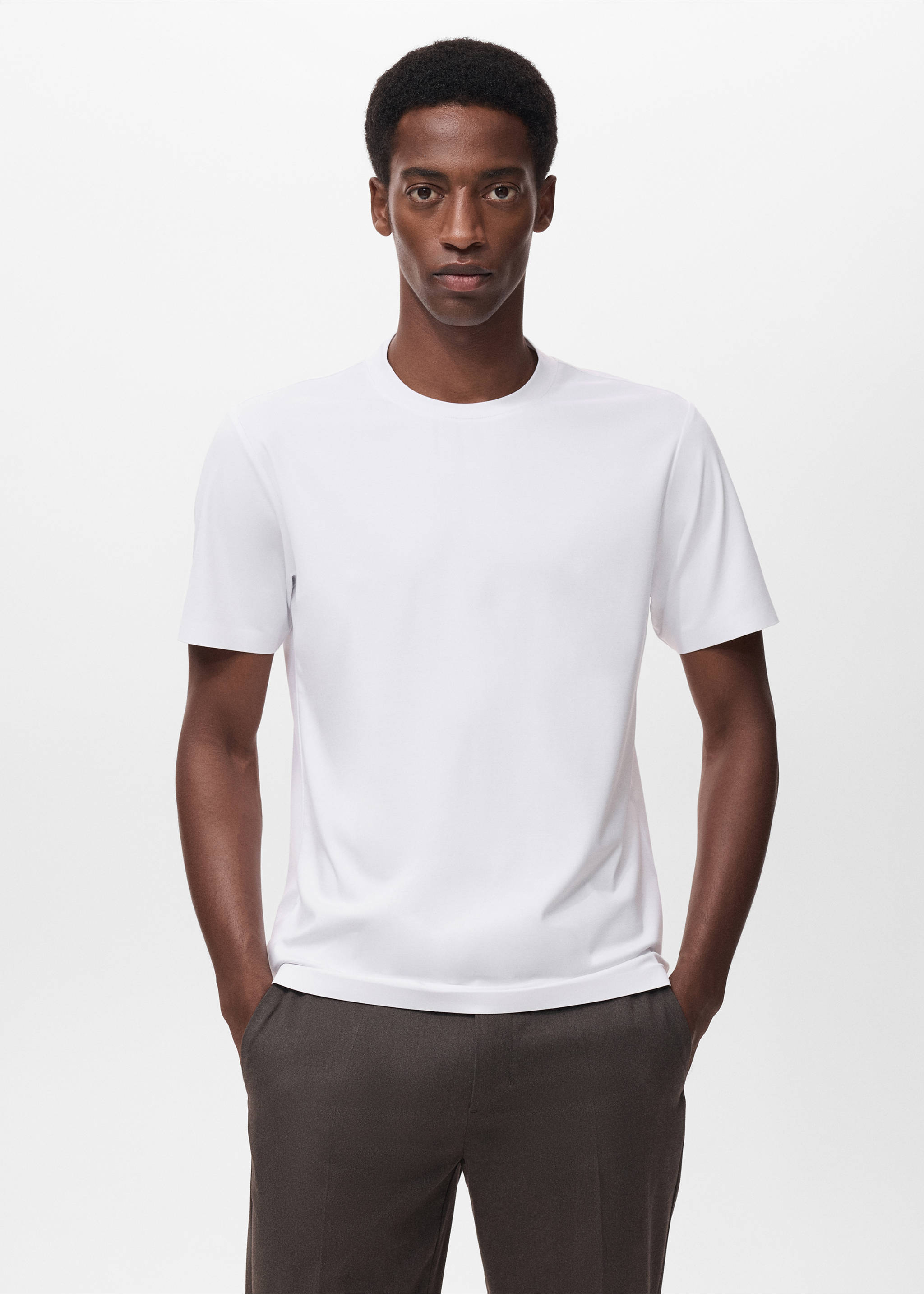 COOLMAX® slim fit T-shirt - Medium plane, White. Ref: 17034449-00.