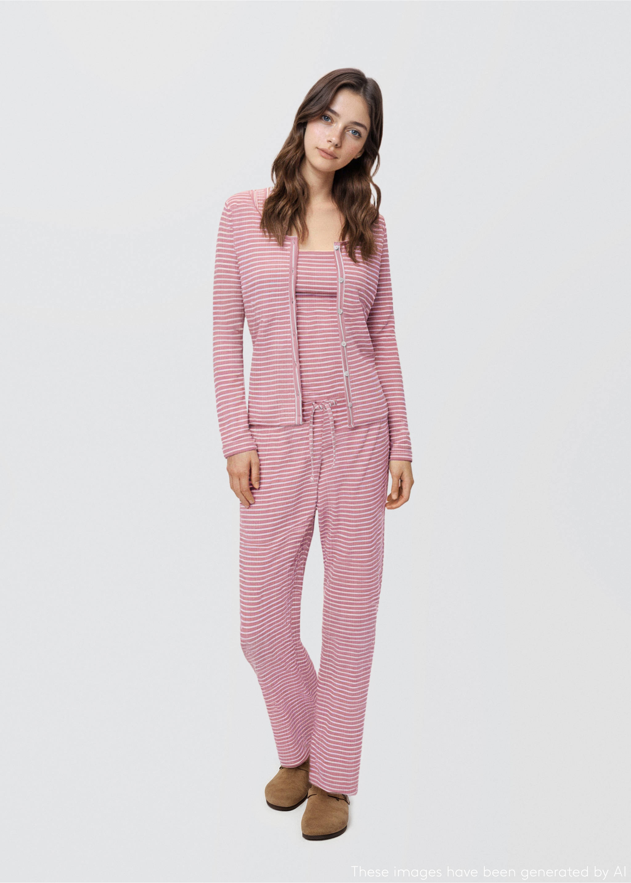 Комплект длинная пижама - Общий план, Пастельно-розовый. Ref: 17034775-00.