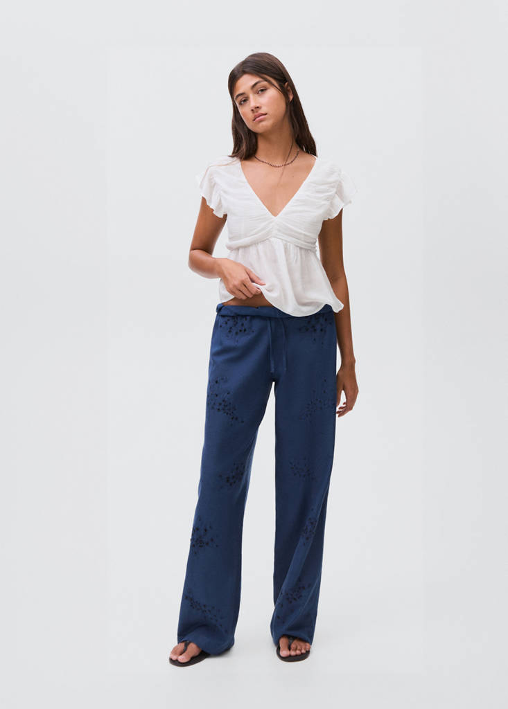 Ruffled shirred blouse — Off White