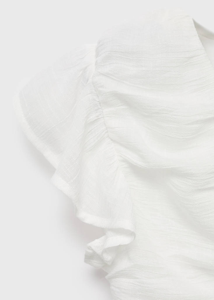 Ruffled shirred blouse — Off White