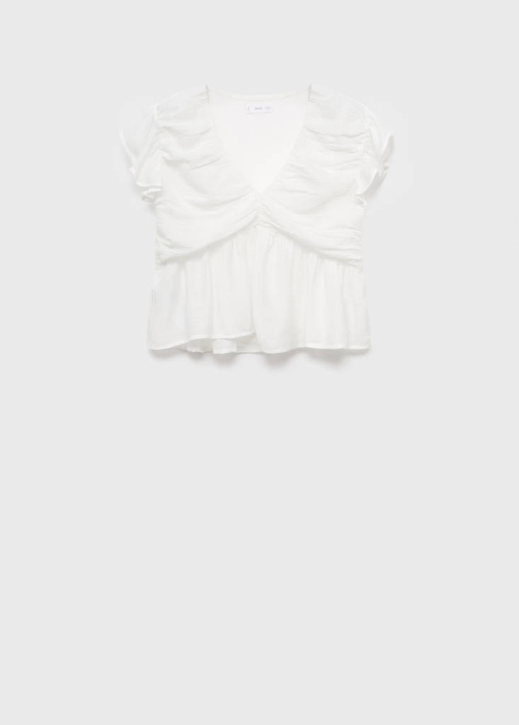 Ruffled shirred blouse — Off White