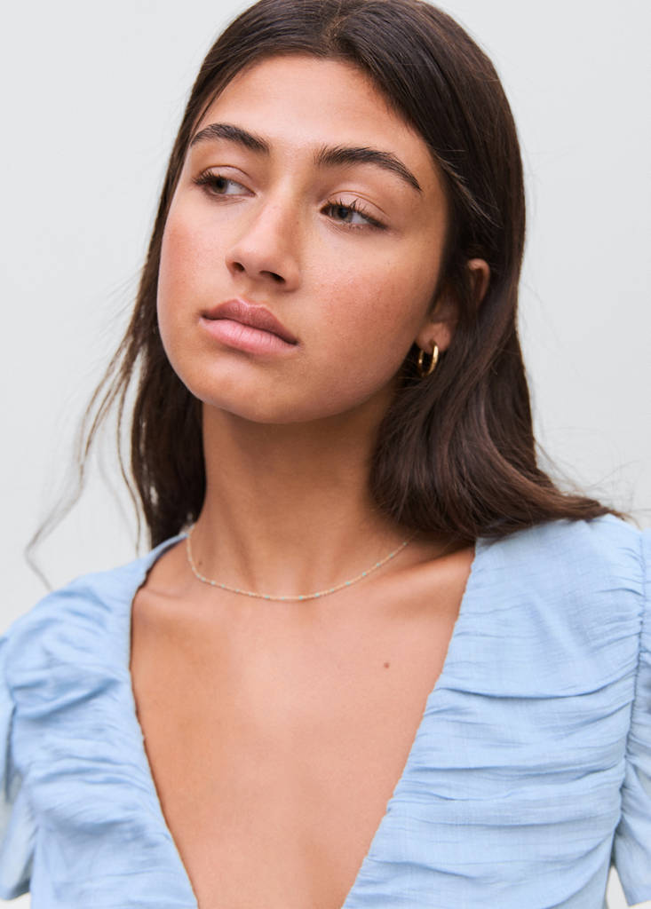 Ruffled shirred blouse — Sky Blue