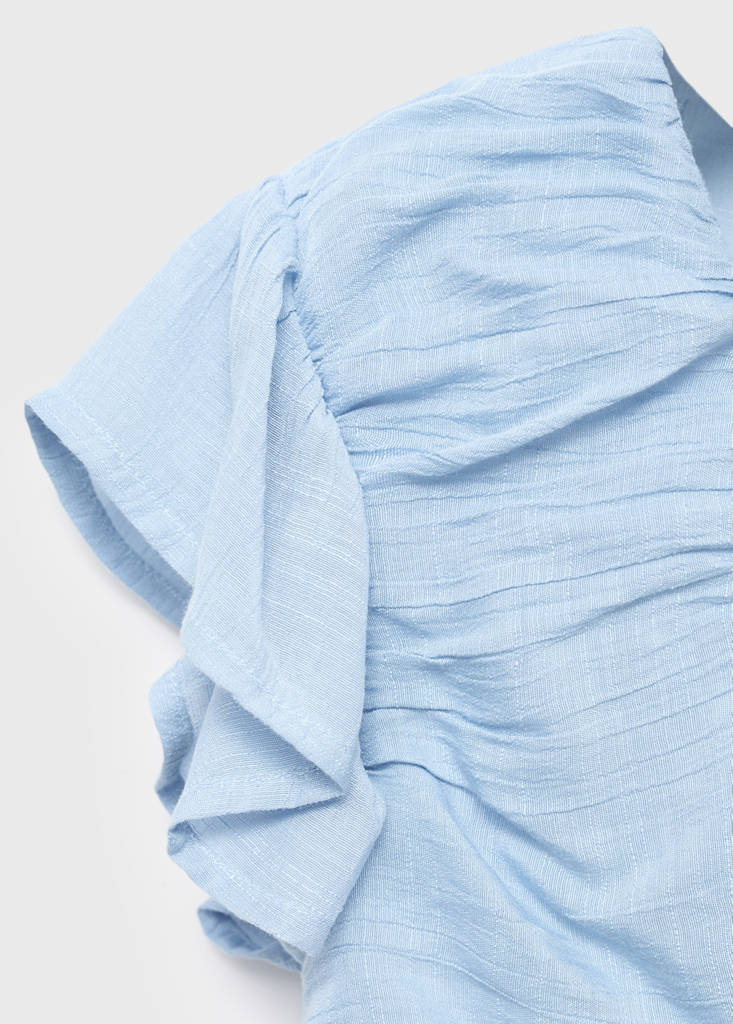 Ruffled shirred blouse — Sky Blue