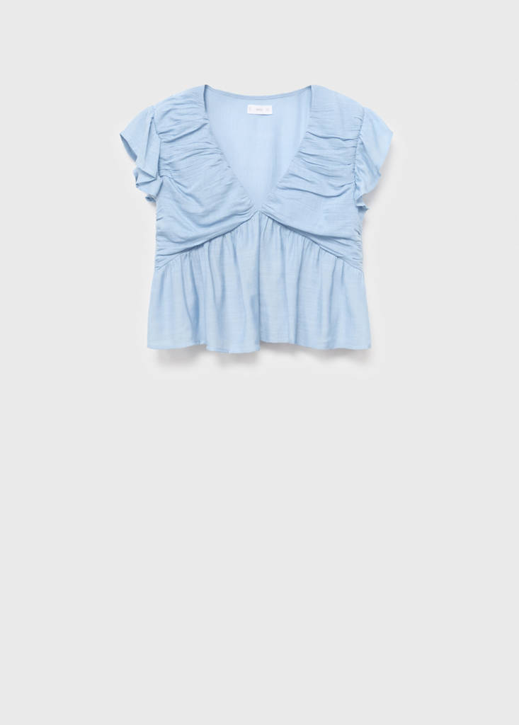 Ruffled shirred blouse — Sky Blue