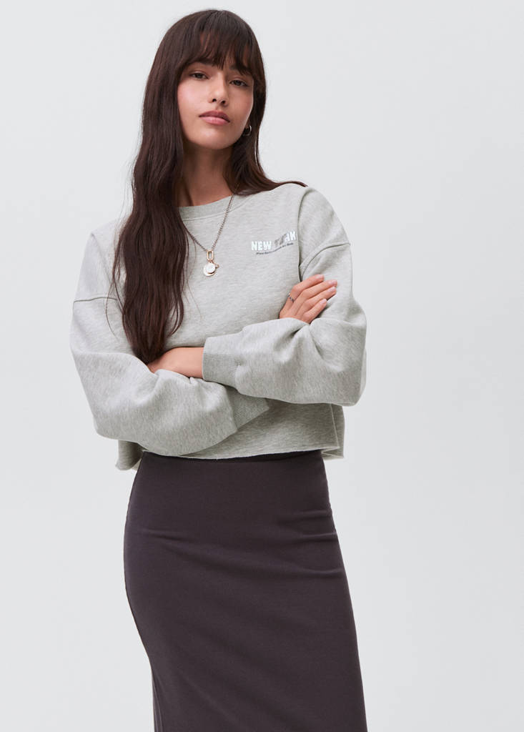 Printed cotton sweatshirt — Light Heather Grey